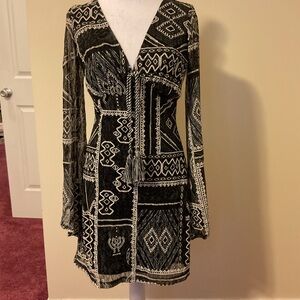 Bohemian Black and White Patterned Dress